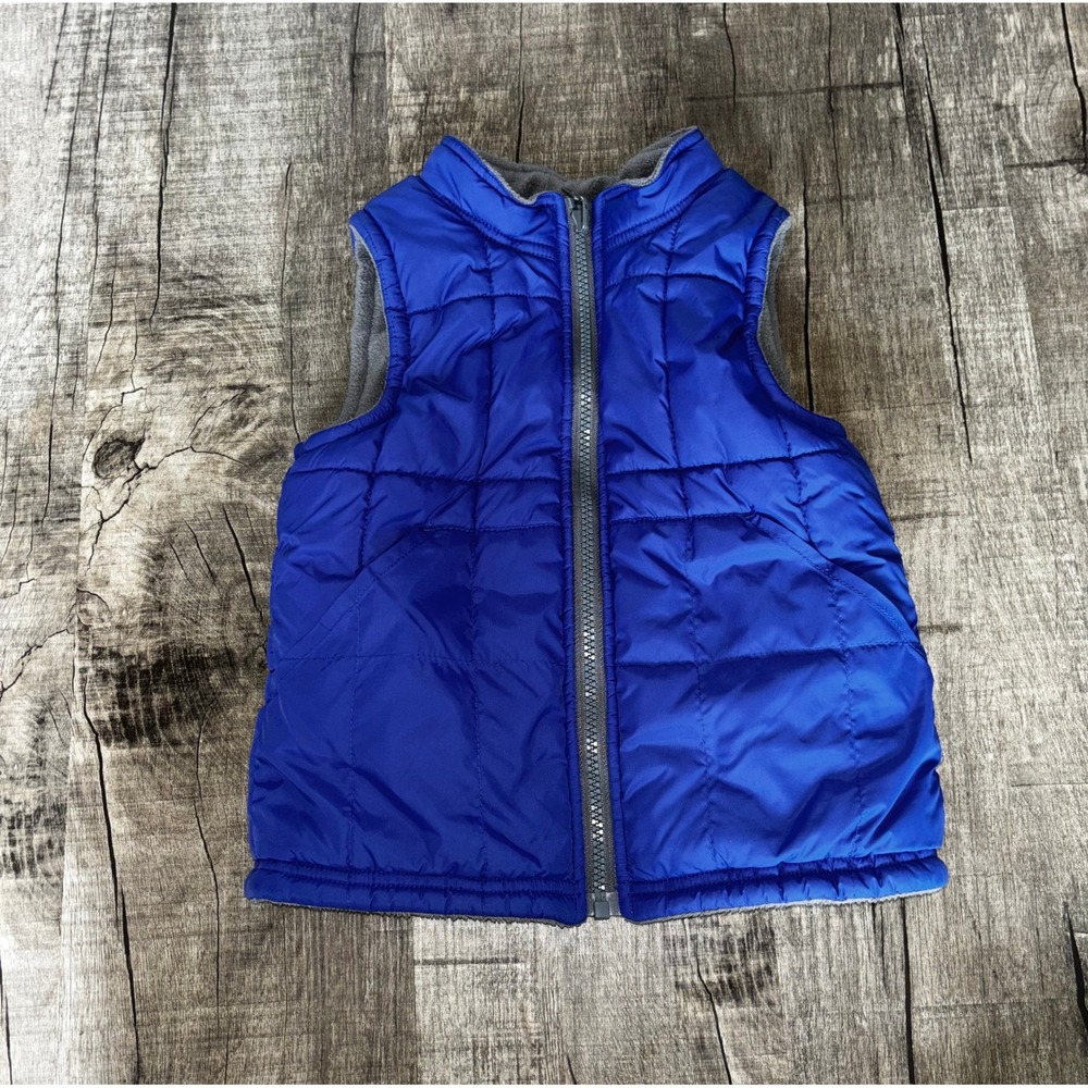 Kitestrings by Hartstrings Boys Blue Quilted Puffer Vest Fleece Lined Size 4